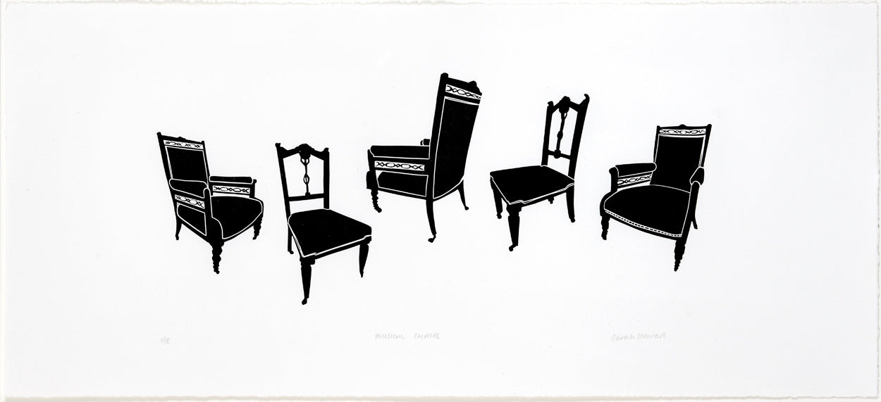 Musical Chairs Linocut Print