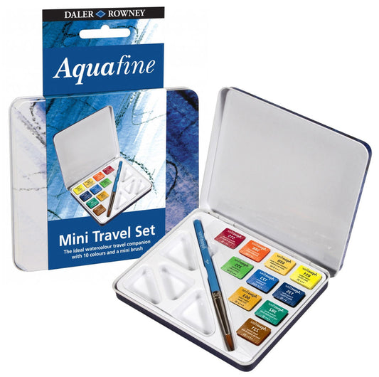 Aquafine Mini Travel Watercolour Set, 10 Pan with Brush