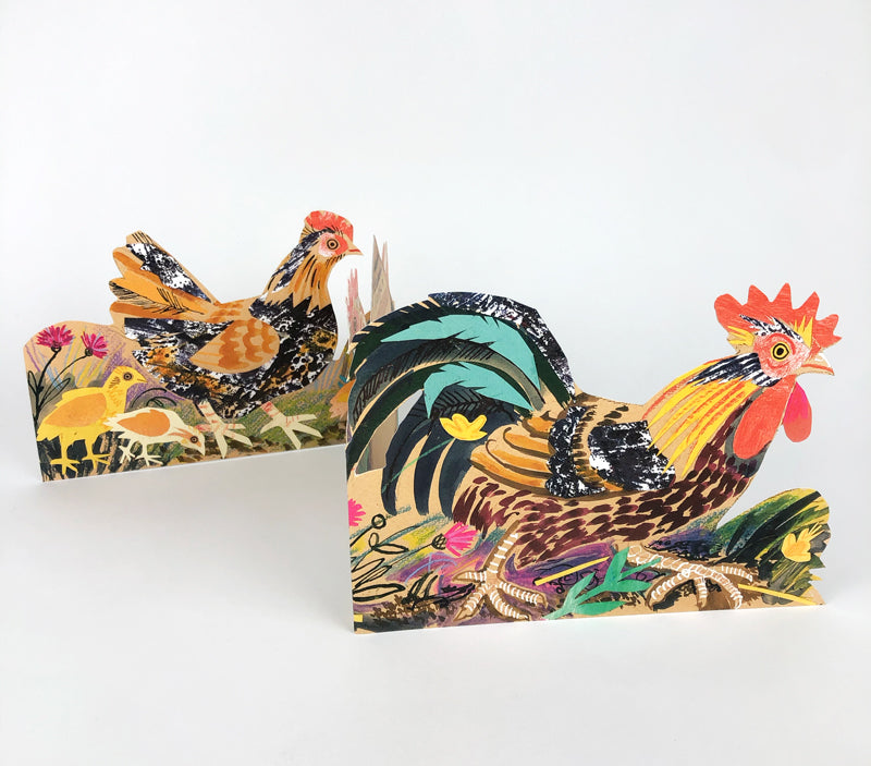 Chickens Concertina Die Cut Card by Mark Hearld